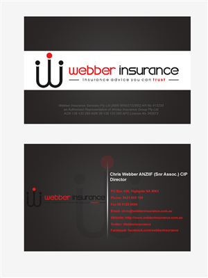 Business Card Design by Eyeshield21 for Webber Insurance Services | Design: #483836