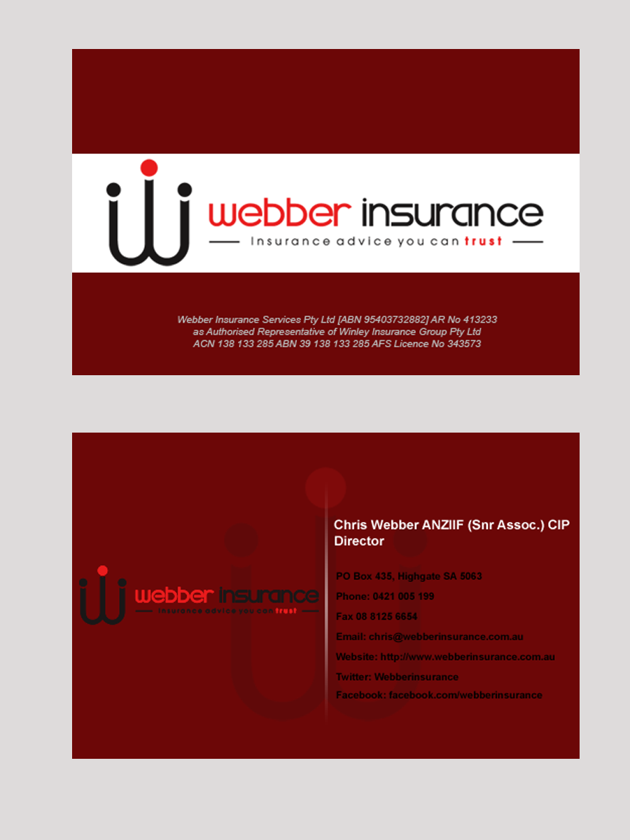 Design de Carte de Visite par Eyeshield21 pour Webber Insurance Services | Design #483837