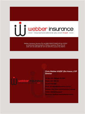 Business Card Design by Eyeshield21 for Webber Insurance Services | Design: #483837