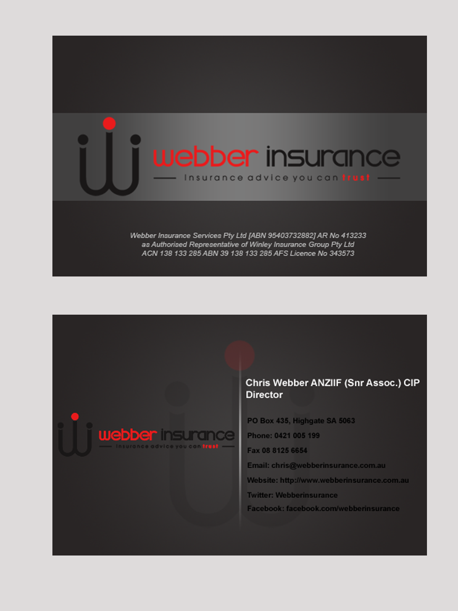 Design de Carte de Visite par Eyeshield21 pour Webber Insurance Services | Design #483838