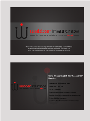 Business Card Design by Eyeshield21 for Webber Insurance Services | Design: #483838