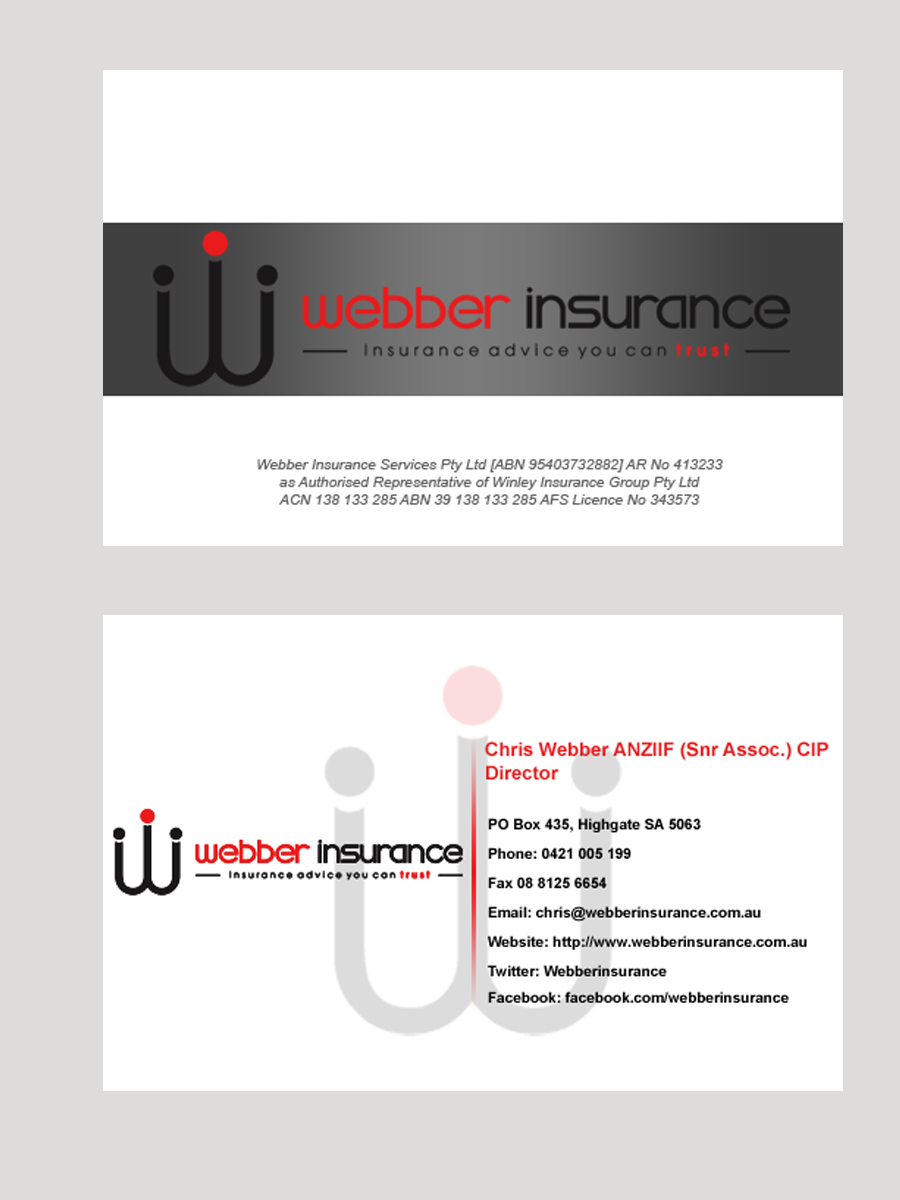 Diseño de Tarjeta de Presentación por Eyeshield21 para Webber Insurance Services | Diseño #483840