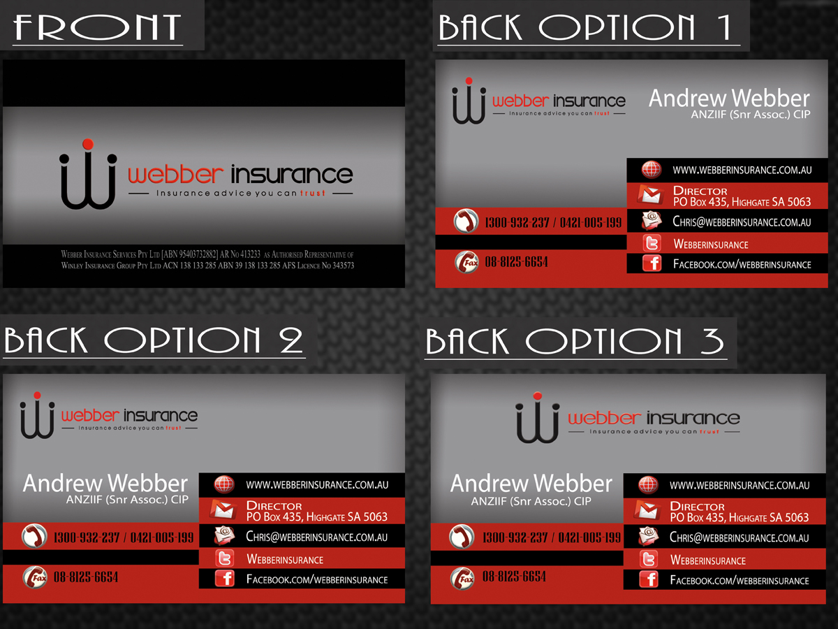 Business Card Design by Jamie for Webber Insurance Services | Design #485490