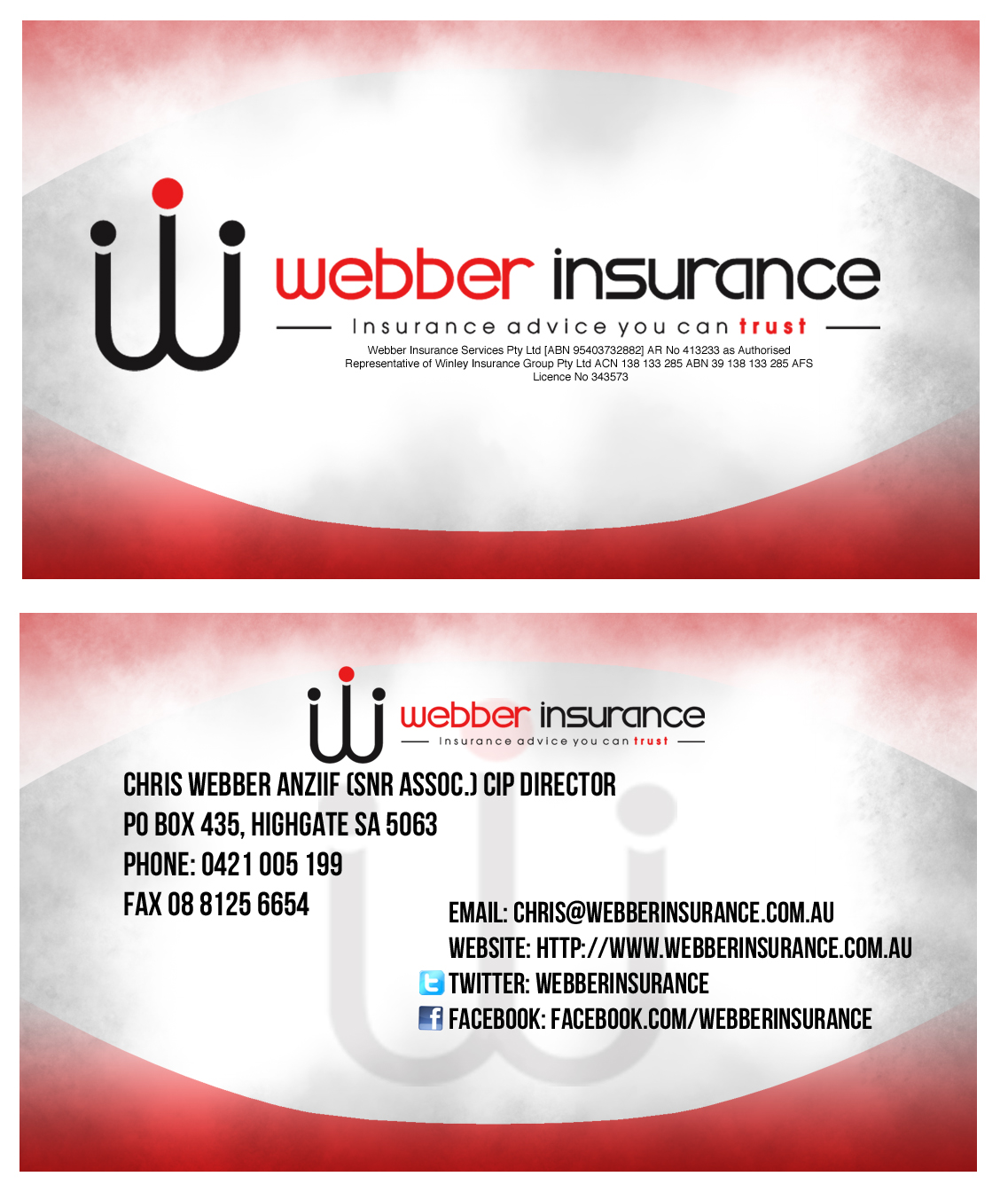 Business Card Design by Coincide Graffix for Webber Insurance Services | Design #475533