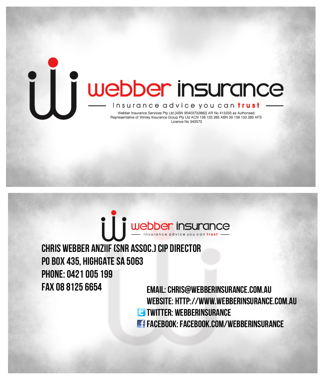 Business Card Design by Coincide Graffix for Webber Insurance Services | Design #475642