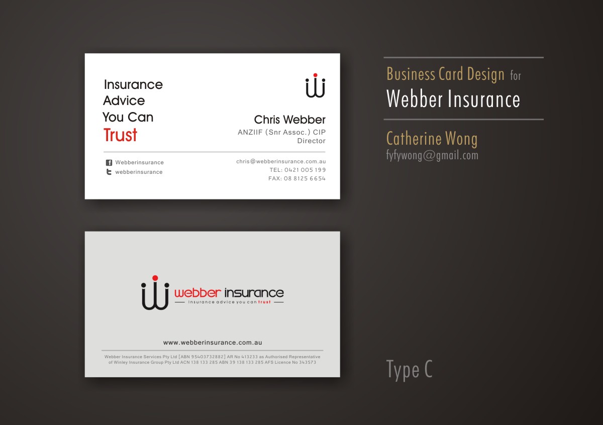 Business Card Design by Catherine Wong for Webber Insurance Services | Design #480624