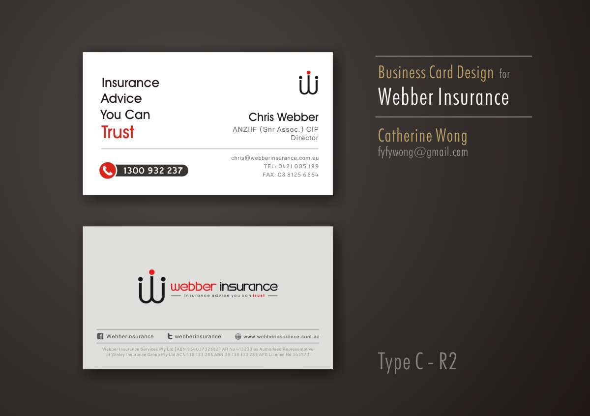 Business Card Design by Catherine Wong for Webber Insurance Services | Design #496643