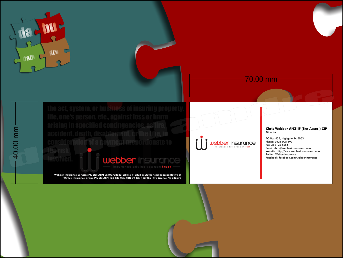 Business Card Design by dabu for Webber Insurance Services | Design #488178