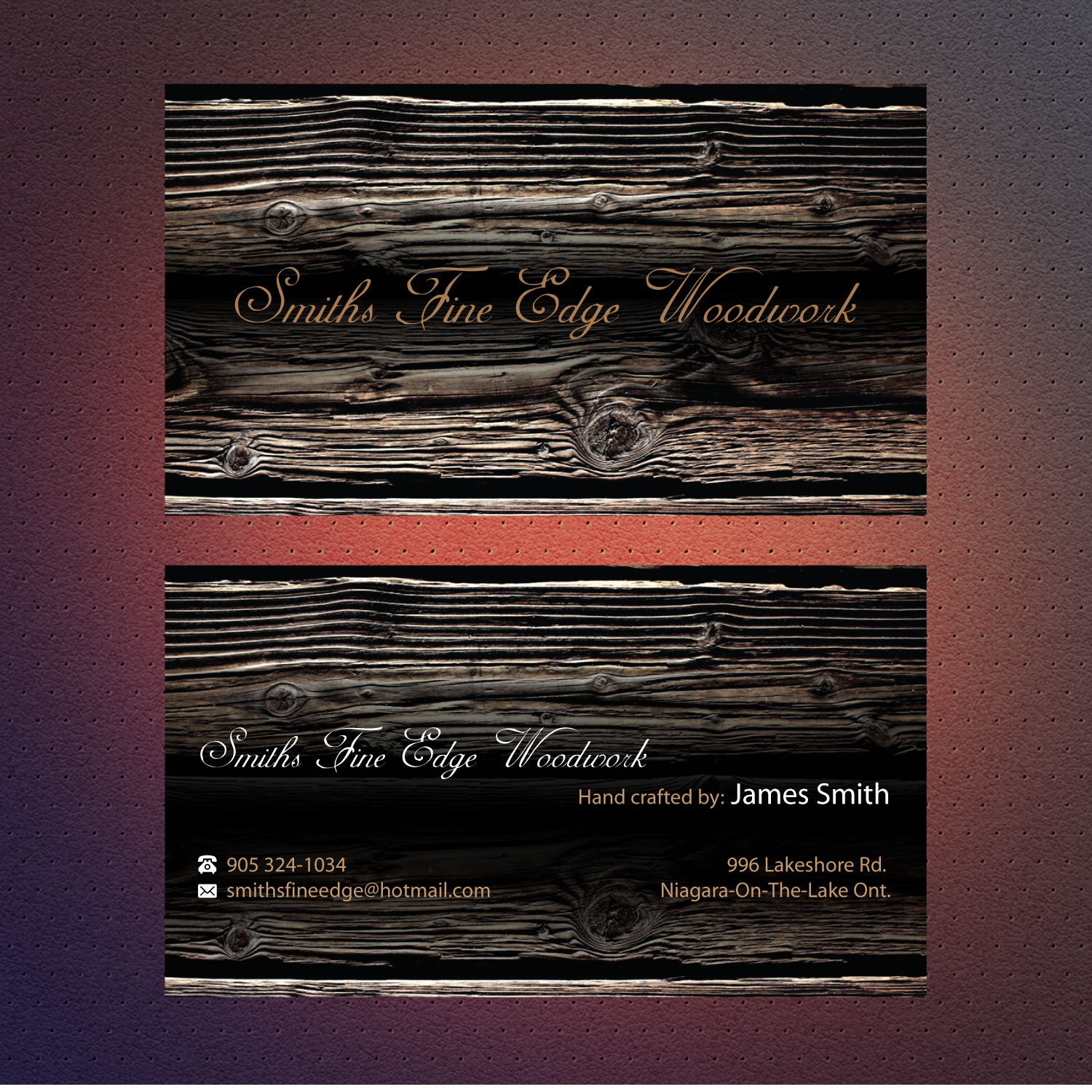 Business Card Design by Dezero for Smith's Fine Edge Woodwork | Design #11181699