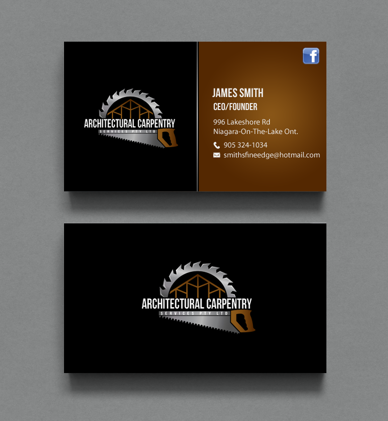 Business Card Design by chandrayaan.creative for Smith's Fine Edge Woodwork | Design #11194523