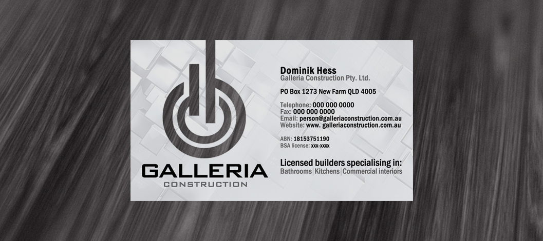 Business Card Design by diRtY.EMM for Galleria Construction | Design #474844