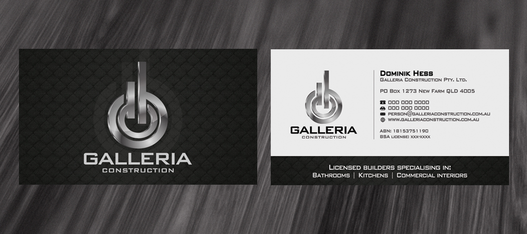 Business Card Design by diRtY.EMM for Galleria Construction | Design #479188