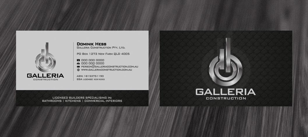 Business Card Design by diRtY.EMM for Galleria Construction | Design #480136