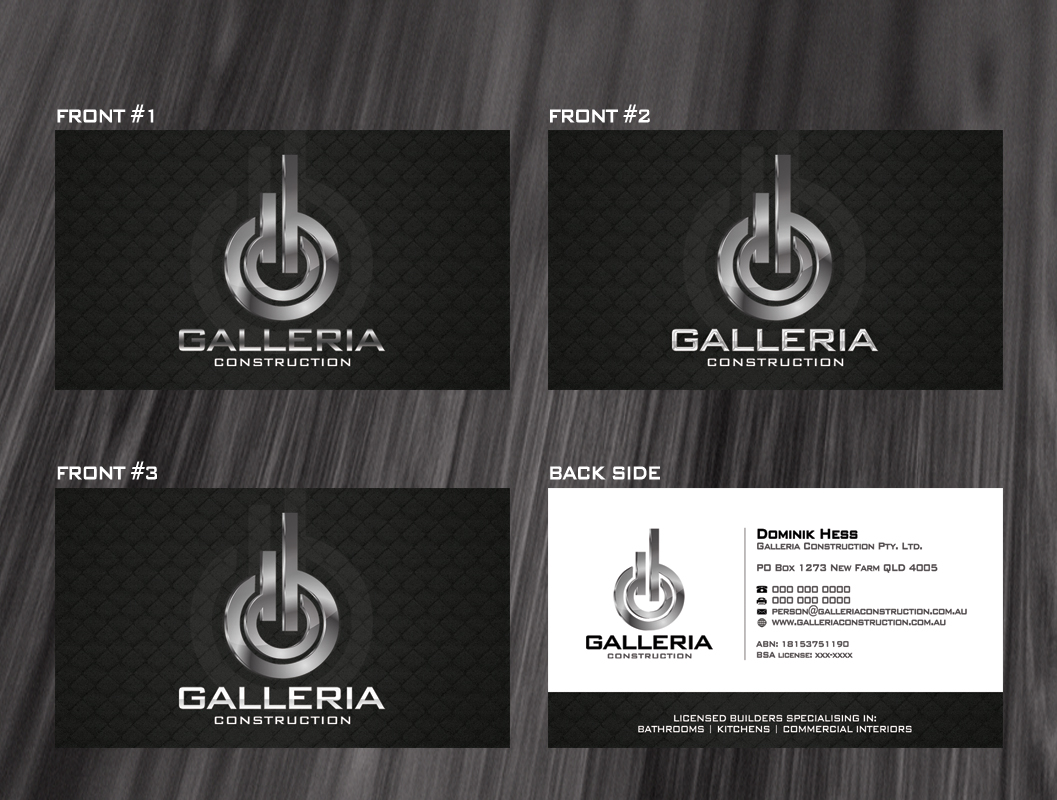 Business Card Design by diRtY.EMM for Galleria Construction | Design #480497