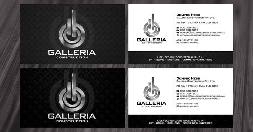 Business Card Design by diRtY.EMM for Galleria Construction | Design #481116