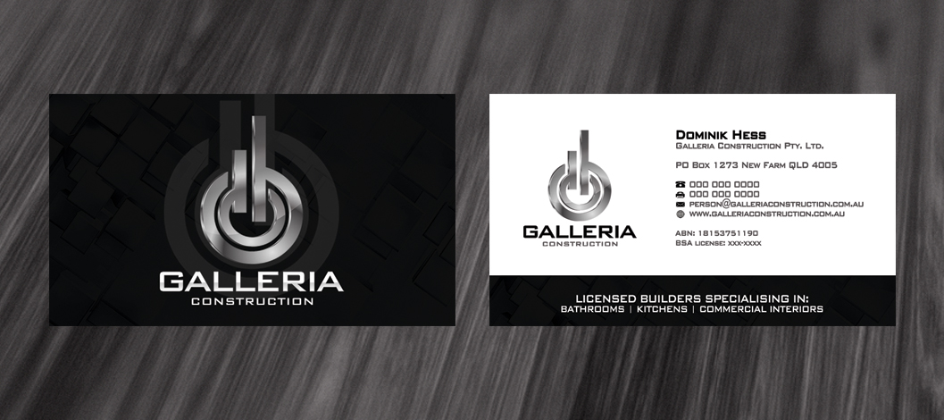 Business Card Design by diRtY.EMM for Galleria Construction | Design #484532