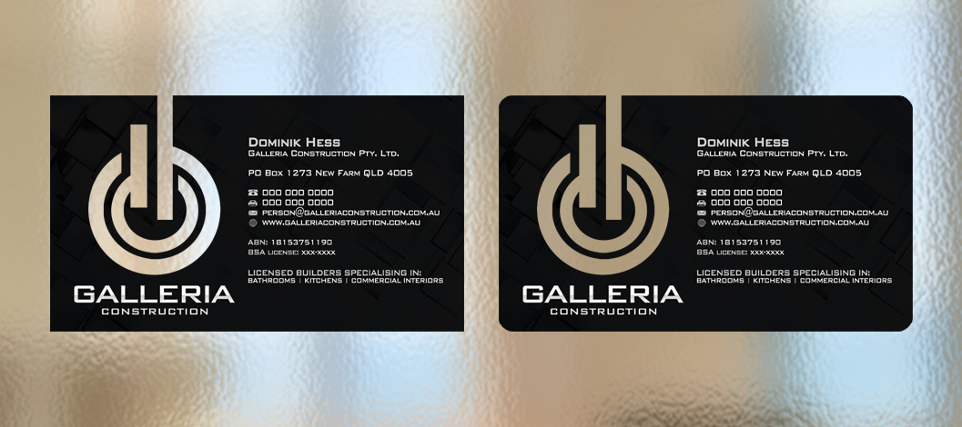 Business Card Design by diRtY.EMM for Galleria Construction | Design #486651