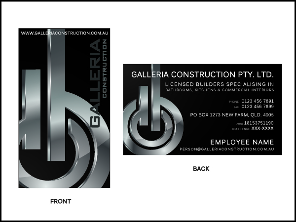 Business Card Design by Stellar Designs for Galleria Construction | Design #476262