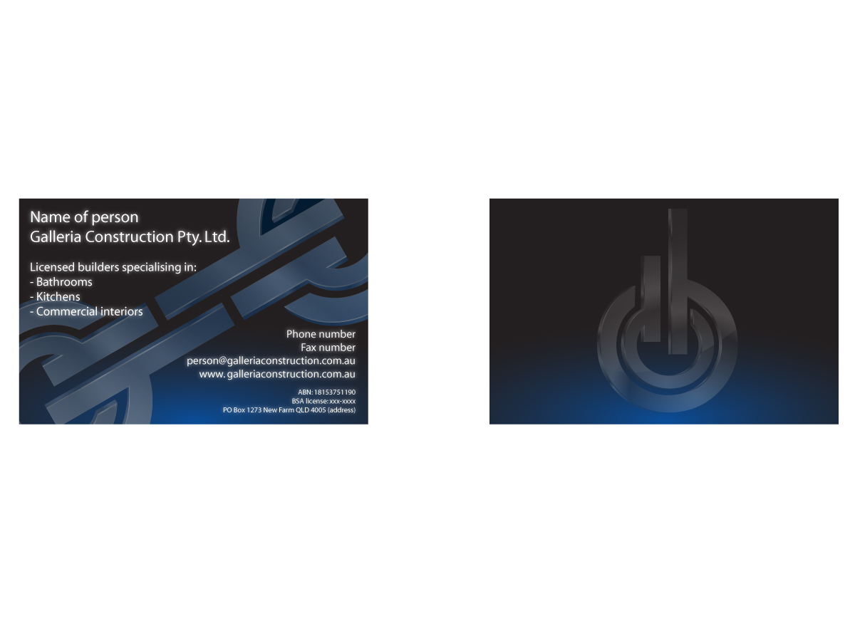 Business Card Design by Outsidebox for Galleria Construction | Design #475016