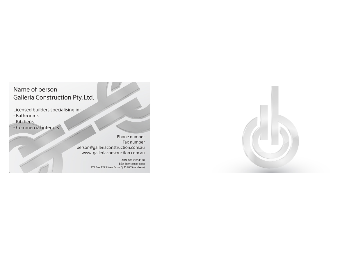 Business Card Design by Outsidebox for Galleria Construction | Design #475017