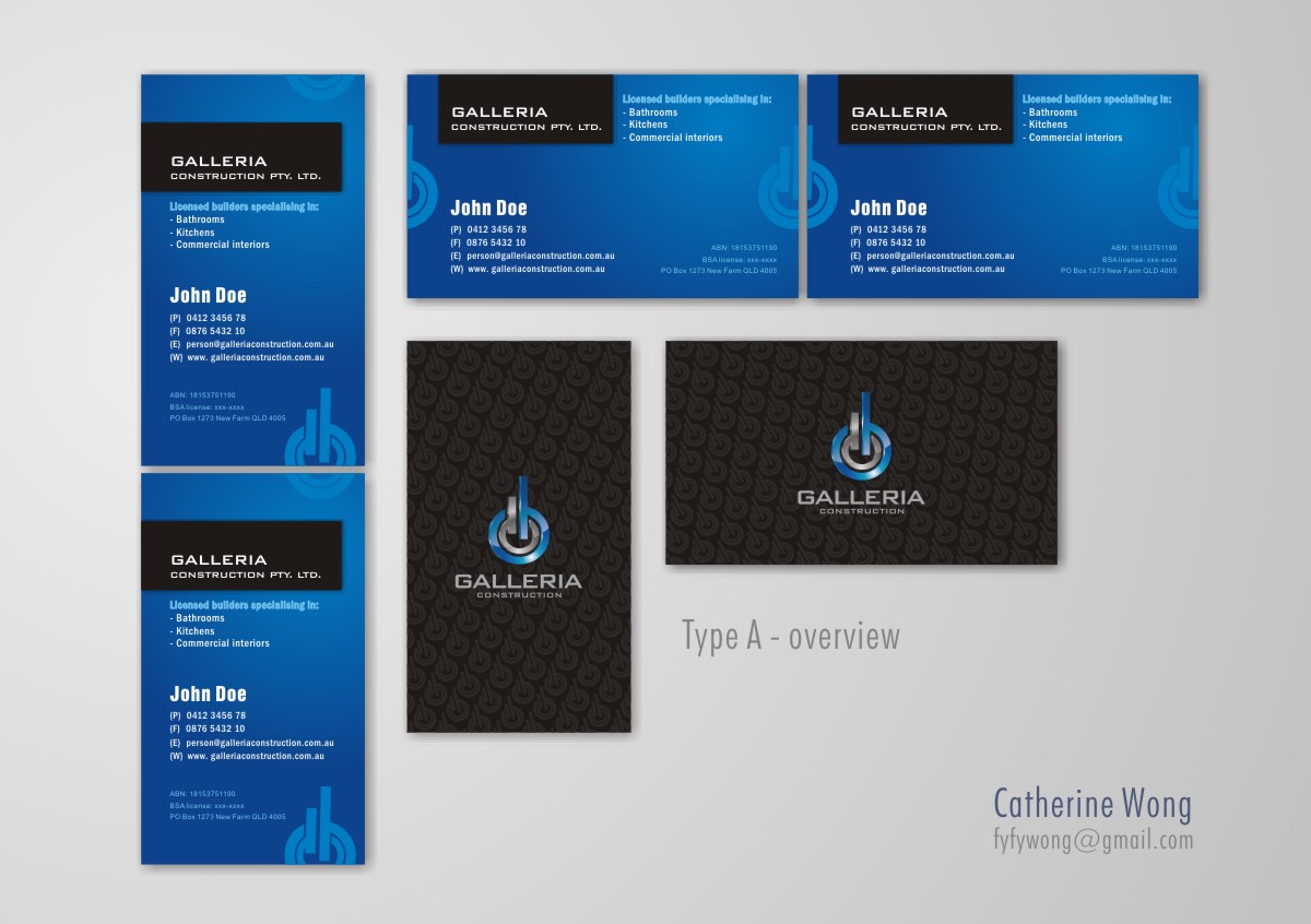 Business Card Design by Catherine Wong for Galleria Construction | Design #480784