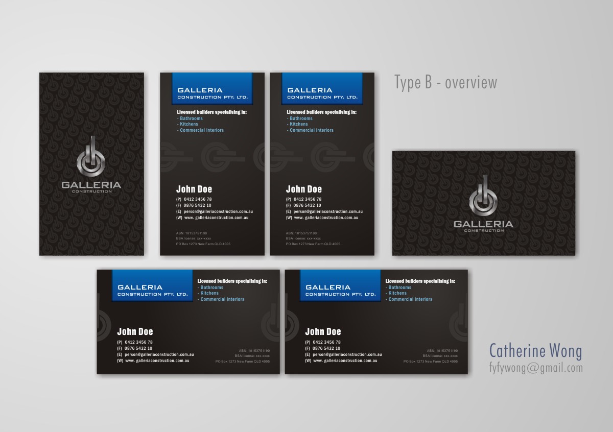 Business Card Design by Catherine Wong for Galleria Construction | Design #480792