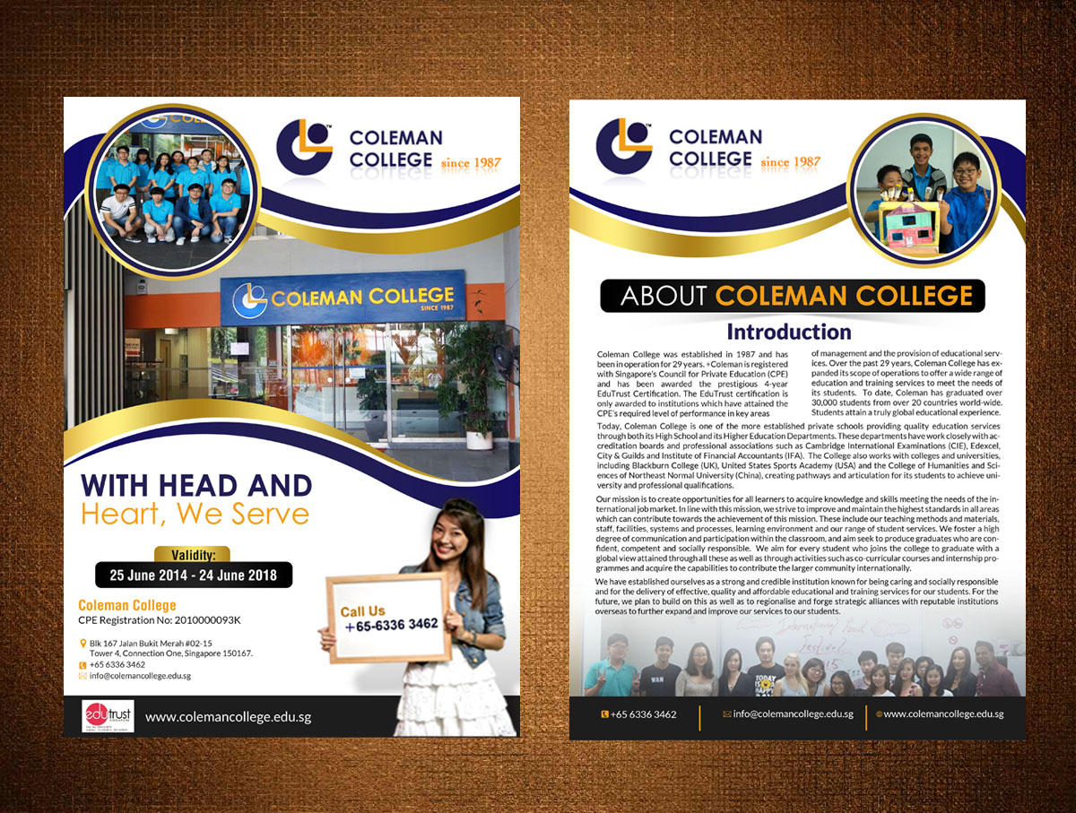 Brochure Design by creative.bugs for Coleman College | Design #11206388