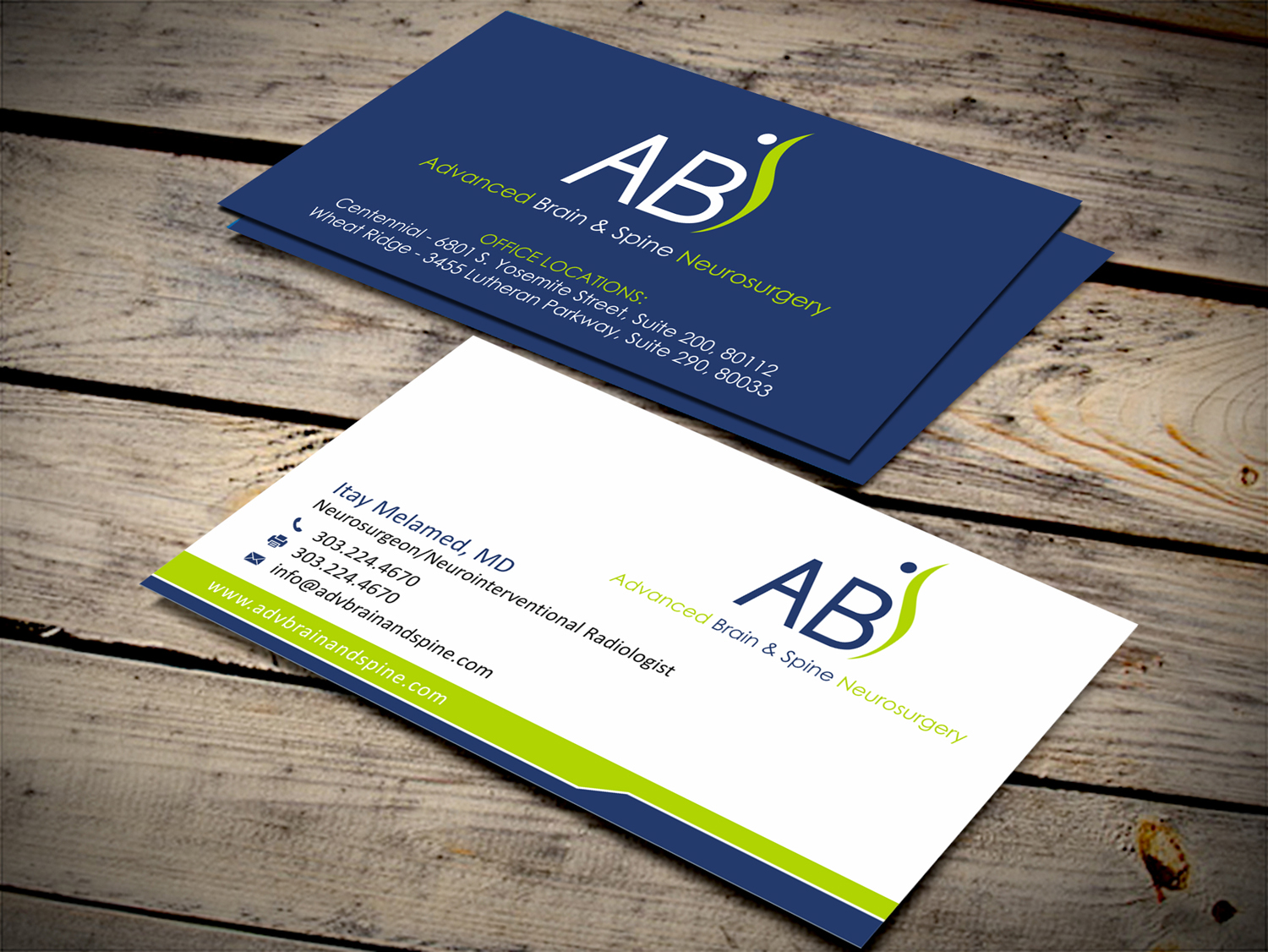 Business Card Design by SKYdesign for Advanced Brain & Spine | Design #11211968