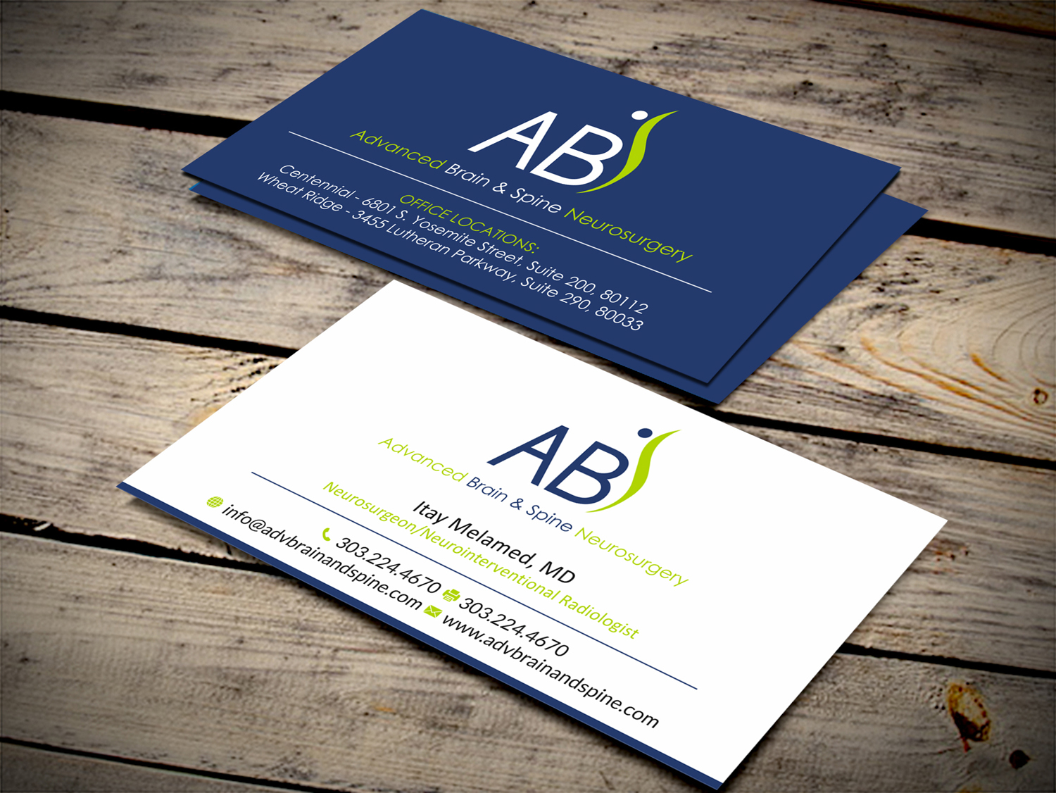 Business Card Design by SKYdesign for Advanced Brain & Spine | Design #11211974