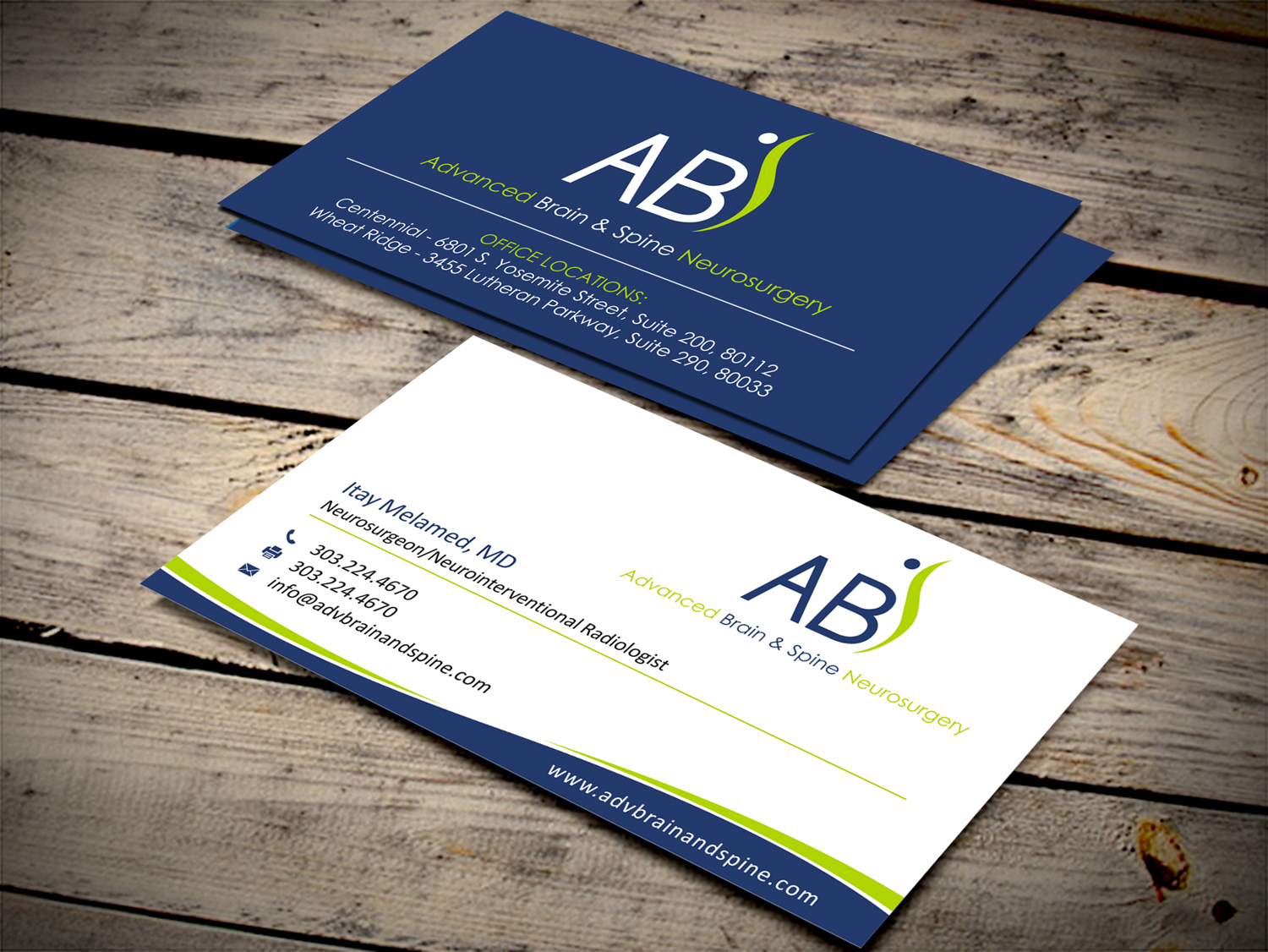 Business Card Design by SKYdesign for Advanced Brain & Spine | Design #11211987
