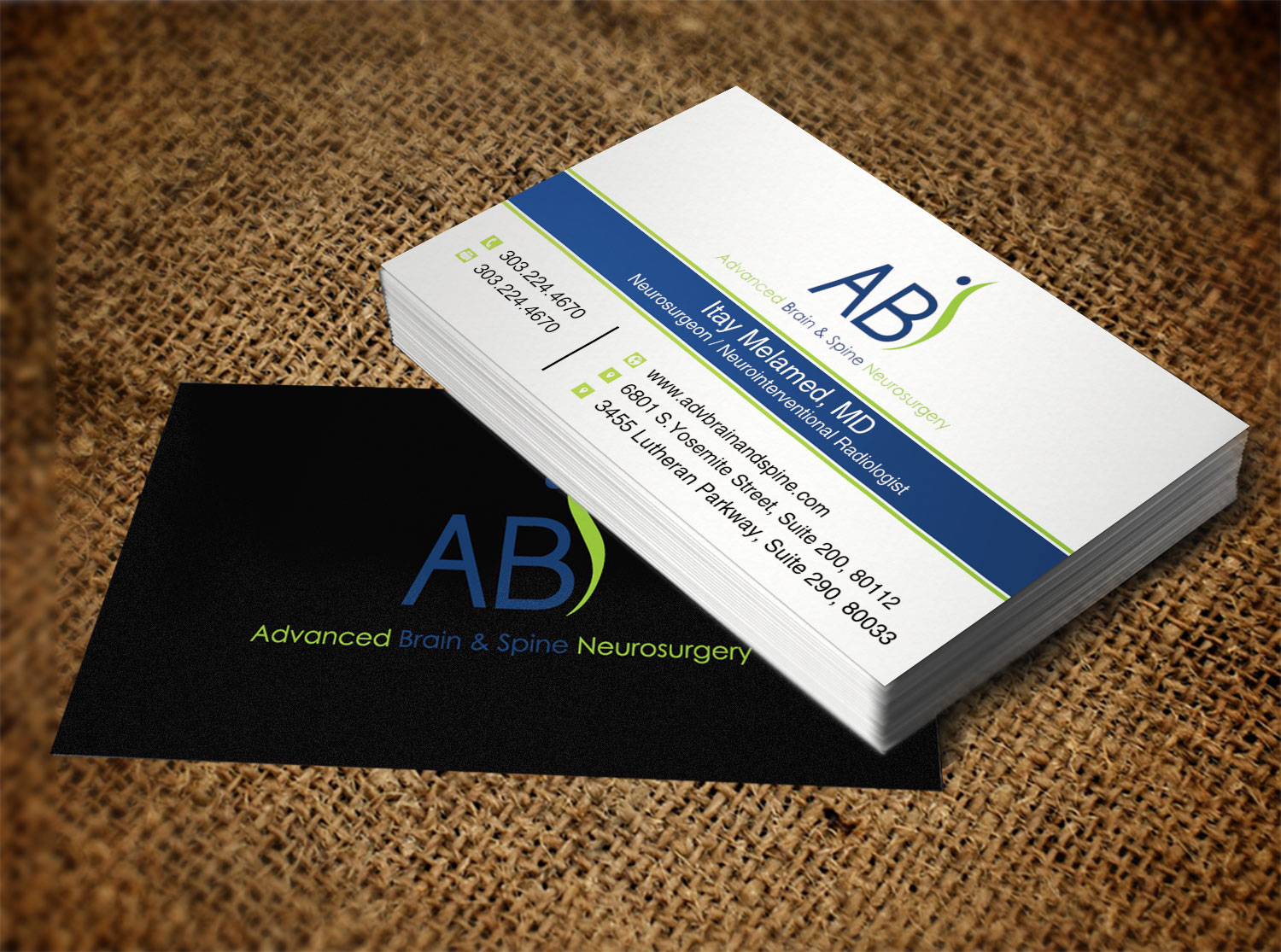 Business Card Design by Lanka Ama for Advanced Brain & Spine | Design #11212039