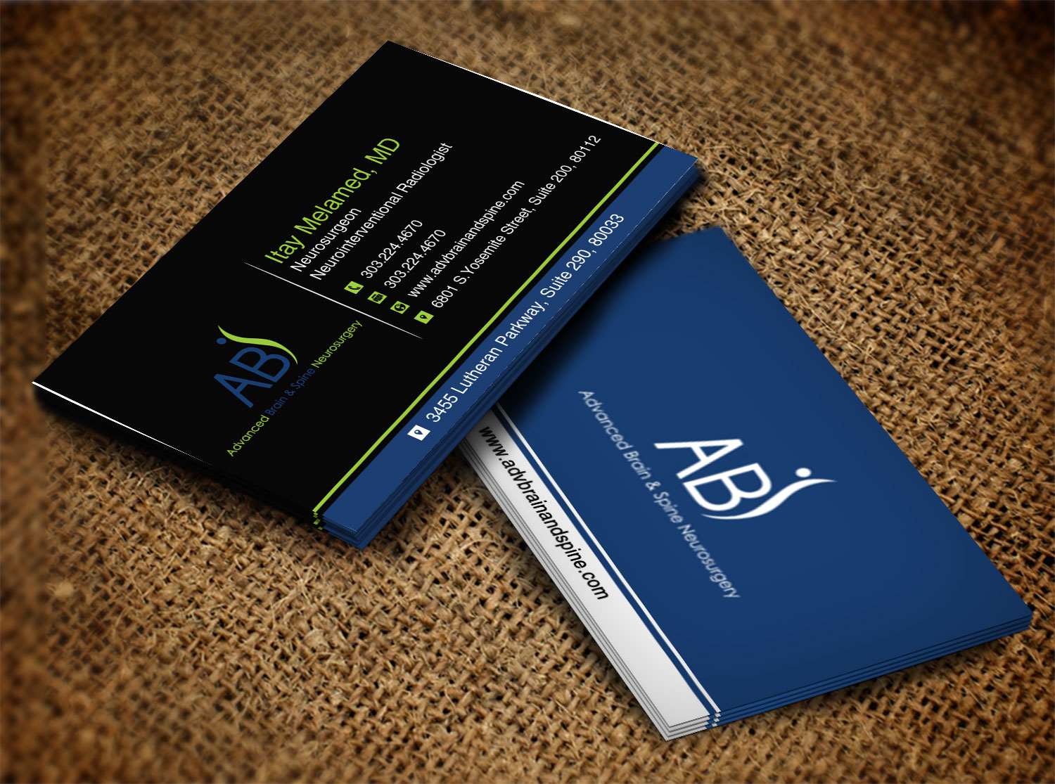 Business Card Design by Lanka Ama for Advanced Brain & Spine | Design #11212040