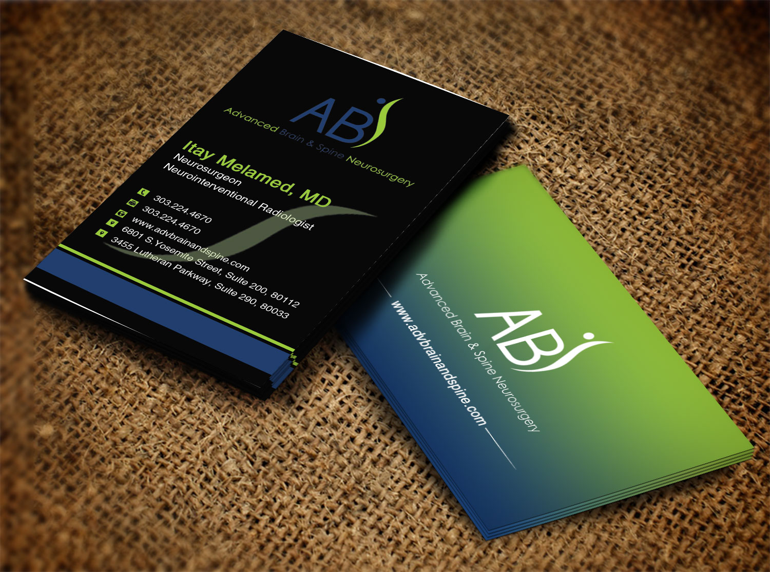 Business Card Design by Lanka Ama for Advanced Brain & Spine | Design #11212041
