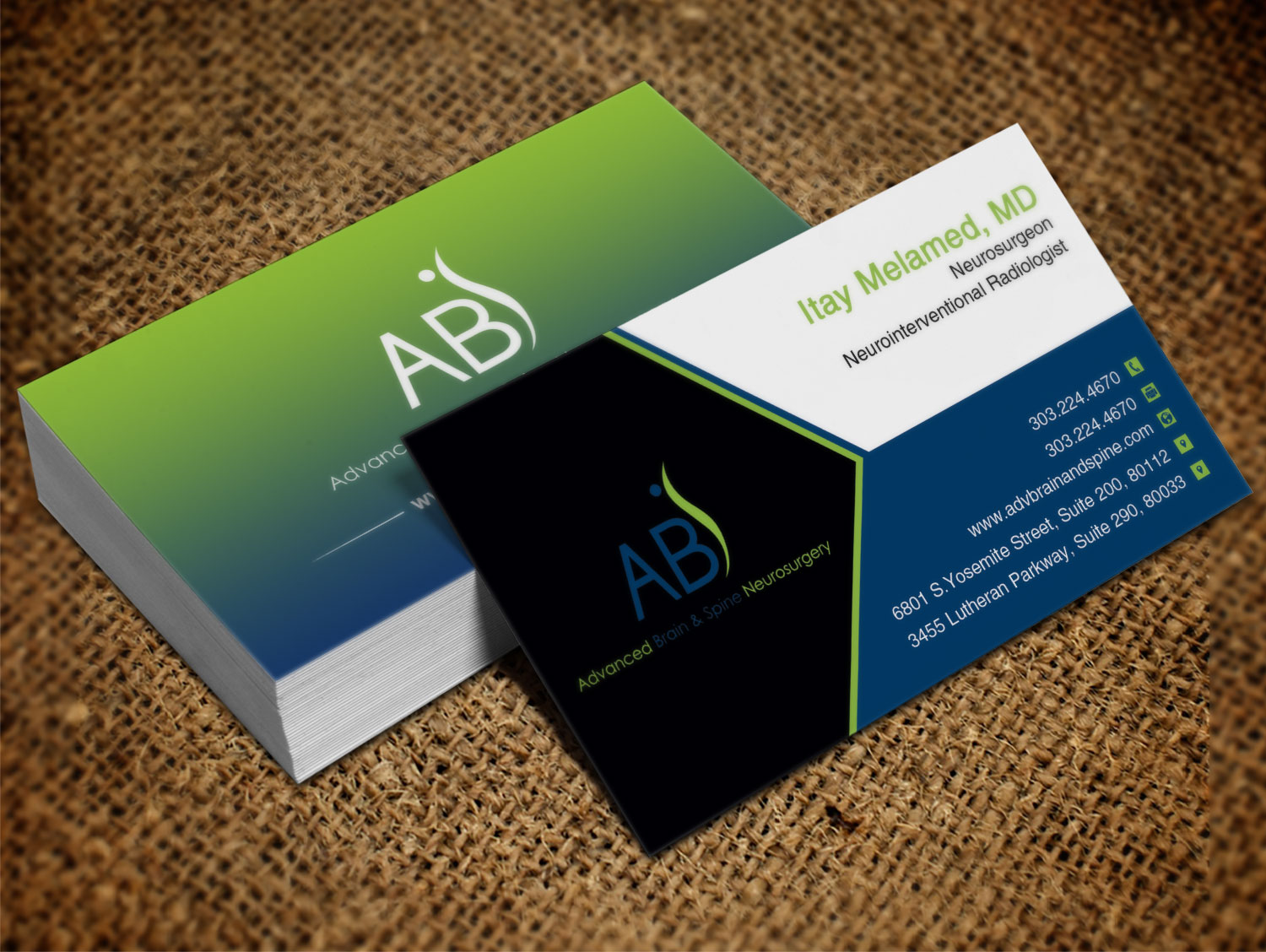 Business Card Design by Lanka Ama for Advanced Brain & Spine | Design #11212043