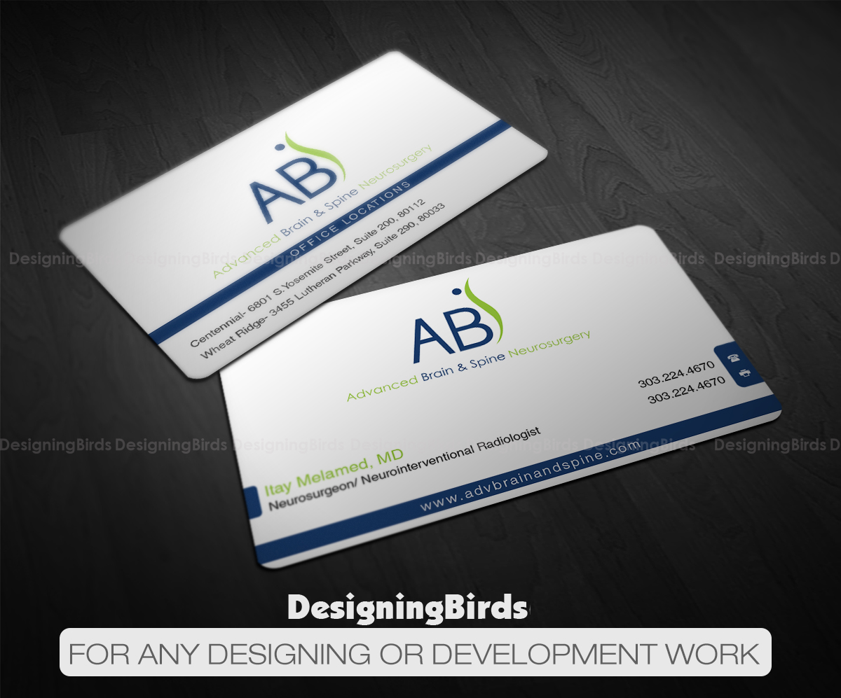 Business Card Design by Designing Birds for Advanced Brain & Spine | Design #11202741