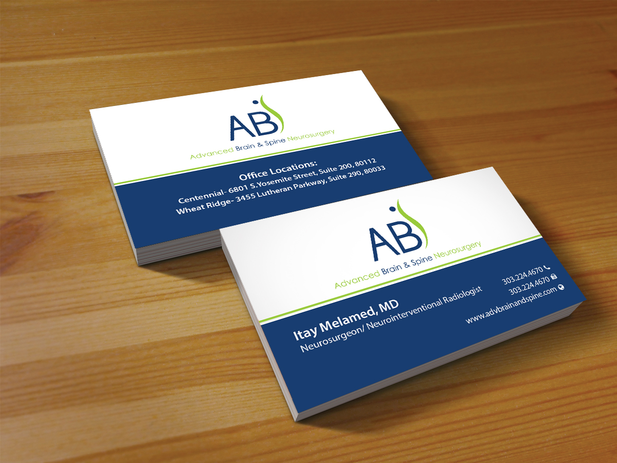 Business Card Design by Creations Box 2015 for Advanced Brain & Spine | Design #11212944