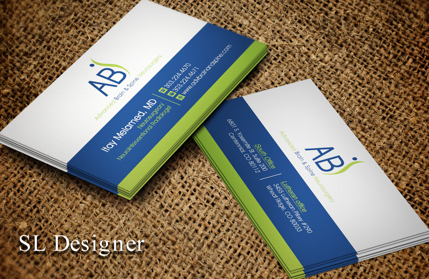 Business Card Design by SL Designer for Advanced Brain & Spine | Design #11212497