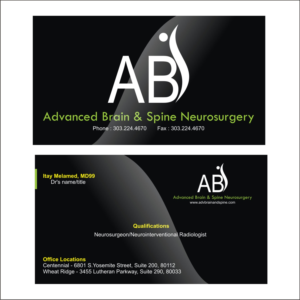 Business Card Design by Nabuilefikz for Advanced Brain & Spine | Design: #11258768