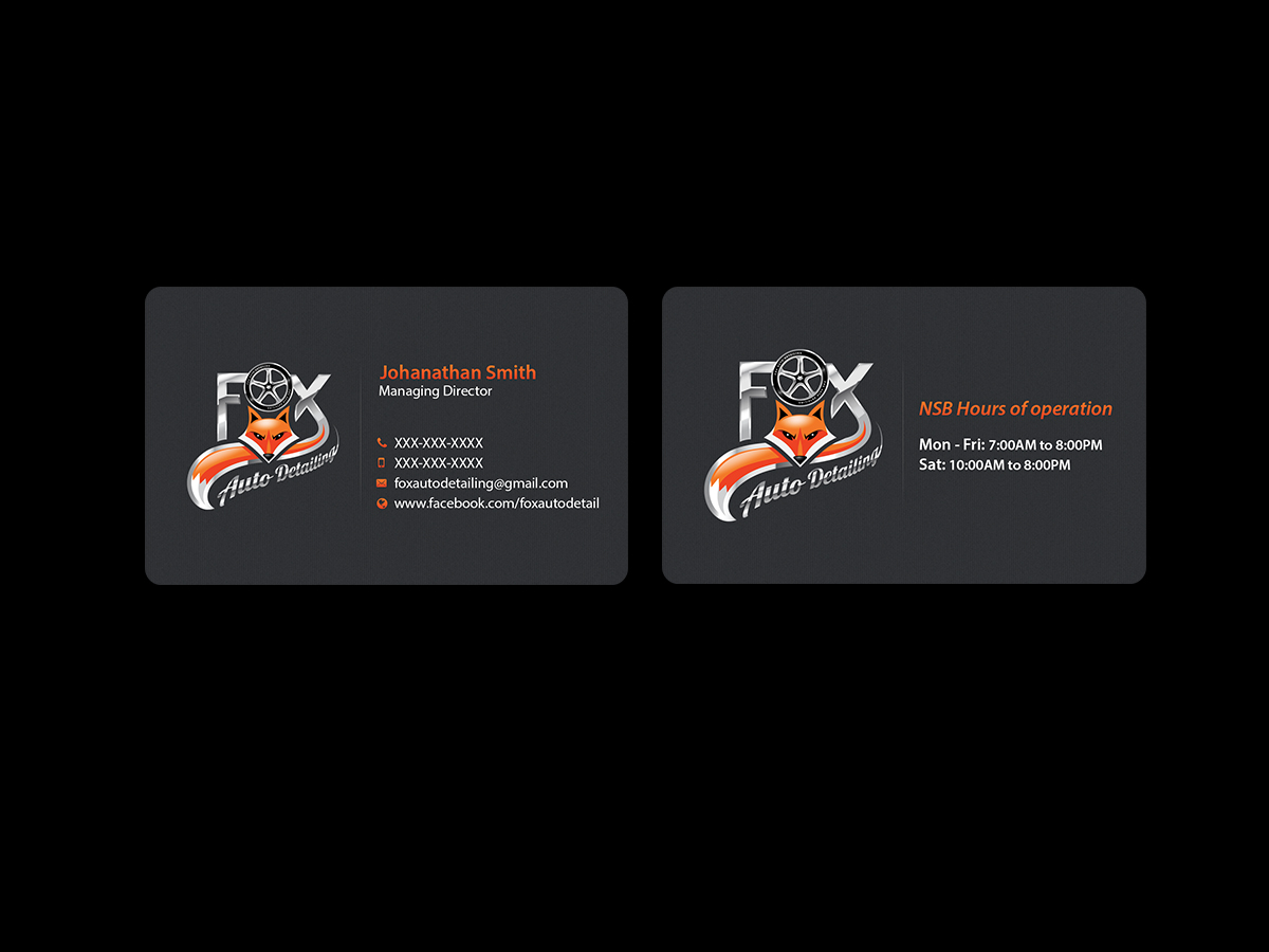 Business Card Design by Creations Box 2015 for Fox Automotive Detailing | Design #11223170
