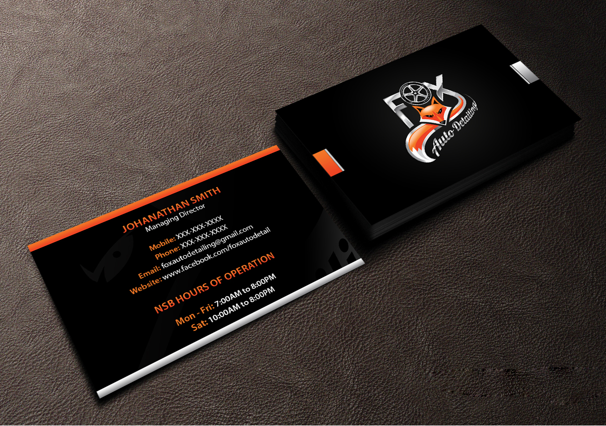 Business Card Design by Creations Box 2015 for Fox Automotive Detailing | Design #11223171