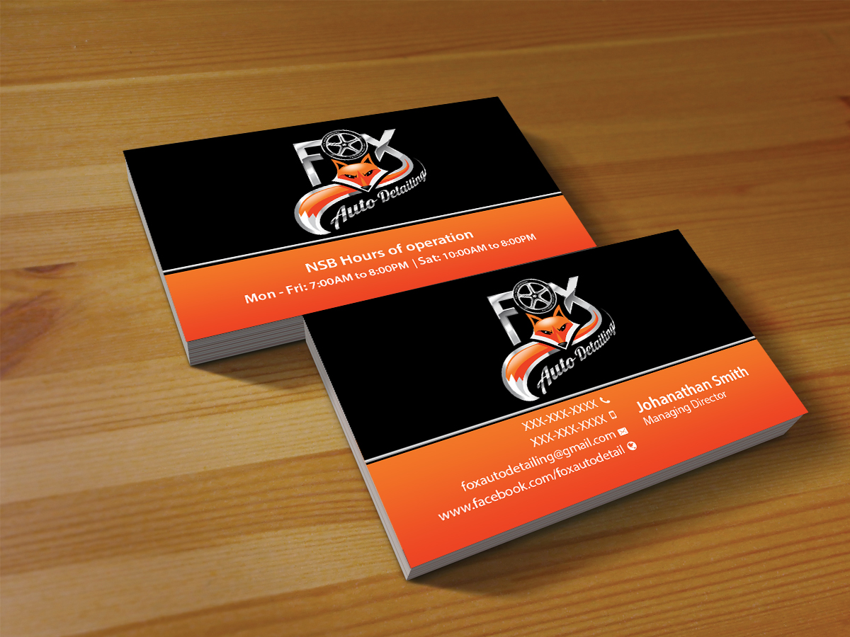 Business Card Design by Creations Box 2015 for Fox Automotive Detailing | Design #11223173
