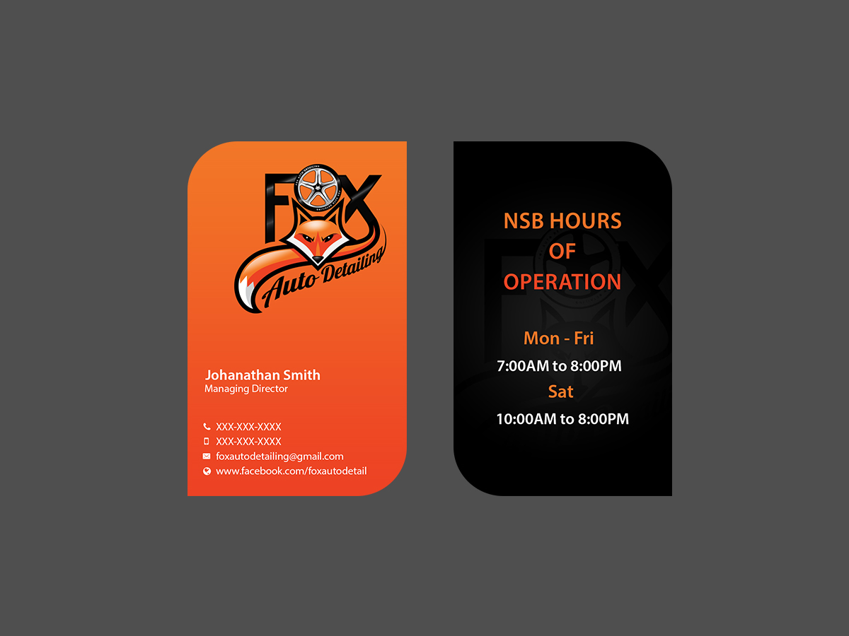 Business Card Design by Creations Box 2015 for Fox Automotive Detailing | Design #11223174
