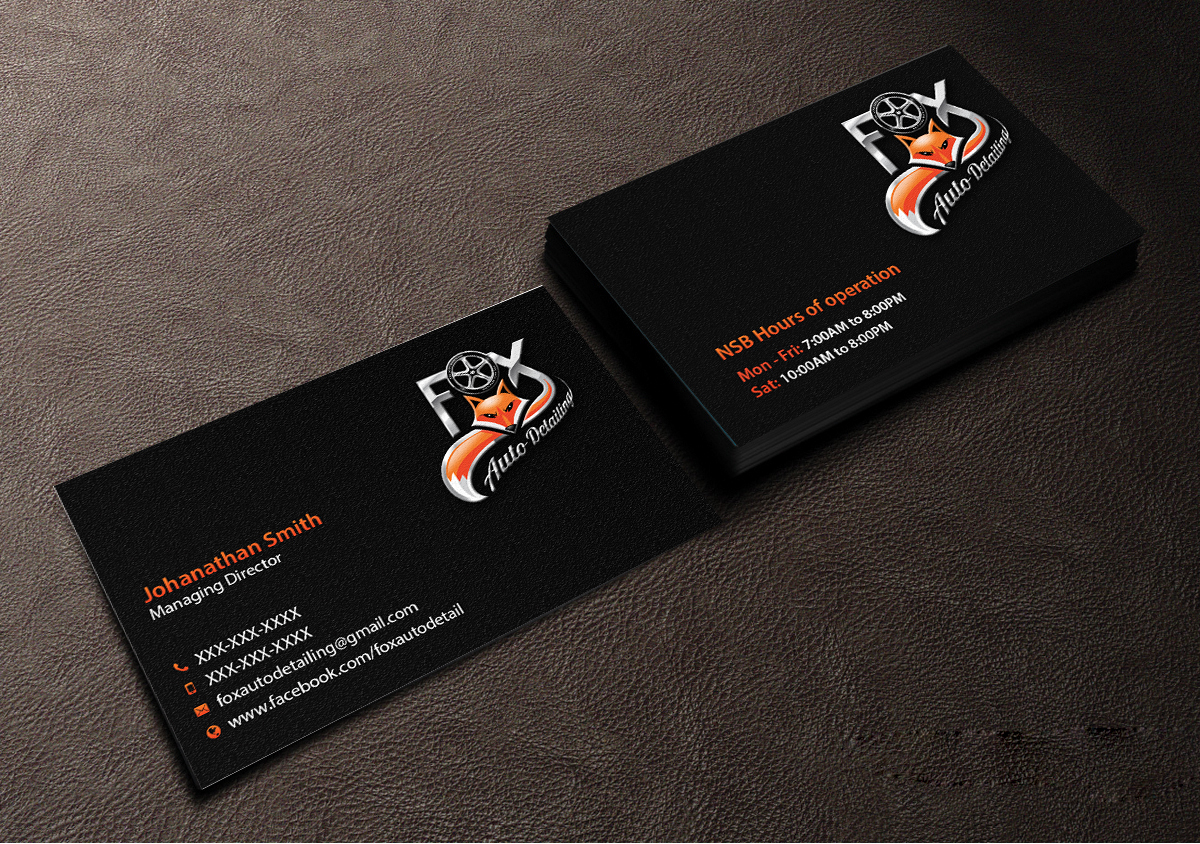 Business Card Design by Creations Box 2015 for Fox Automotive Detailing | Design #11223175