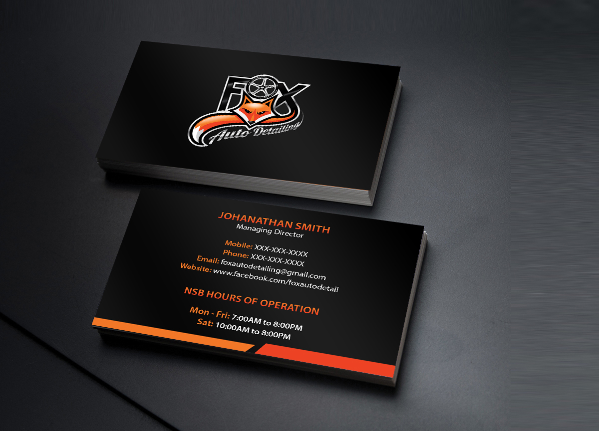 Business Card Design by Creations Box 2015 for Fox Automotive Detailing | Design #11223179