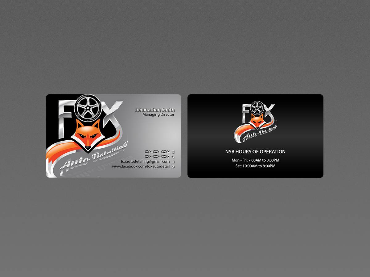 Business Card Design by Creations Box 2015 for Fox Automotive Detailing | Design #11223188