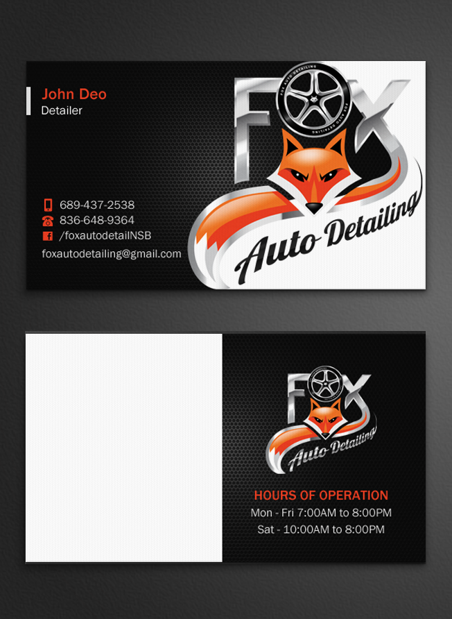 Business Card Design by Brand aid for Fox Automotive Detailing | Design #11287864