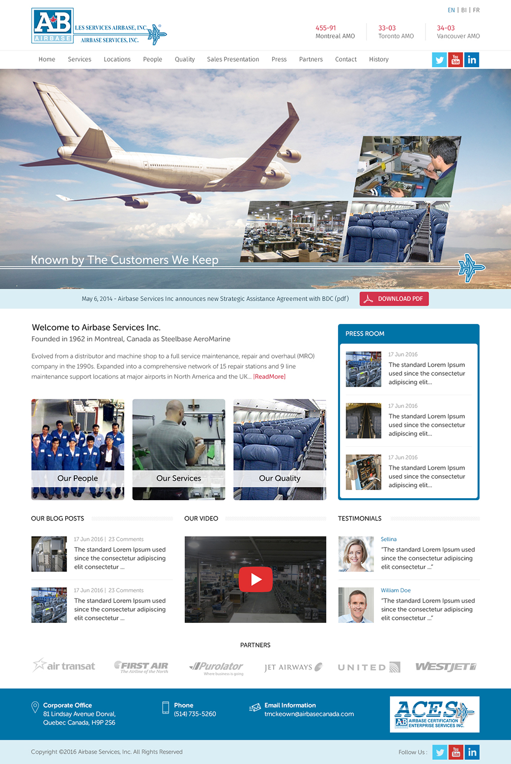 Web Design by RupalTechno for AIRBASE SERVICES INC - CANADA | Design #11268068