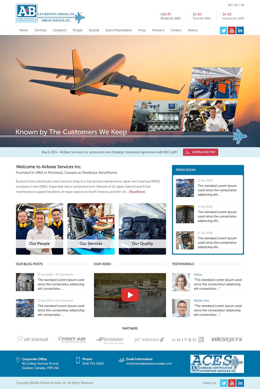 Web Design by RupalTechno for AIRBASE SERVICES INC - CANADA | Design #11342478
