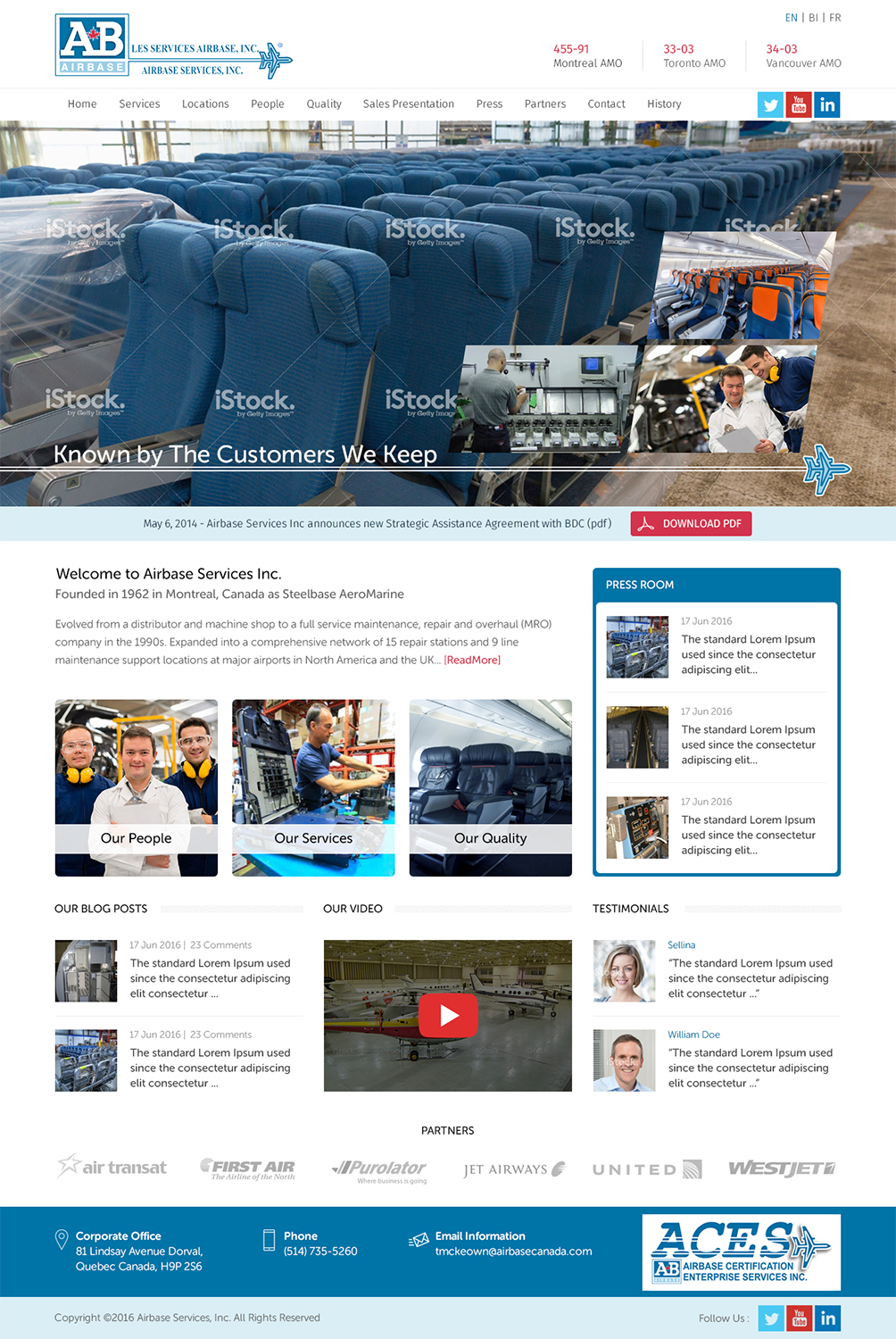 Web Design by RupalTechno for AIRBASE SERVICES INC - CANADA | Design #11342489
