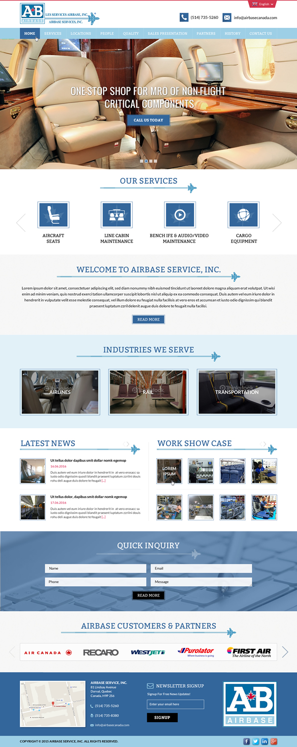 Web Design by Sbss for AIRBASE SERVICES INC - CANADA | Design #11234757